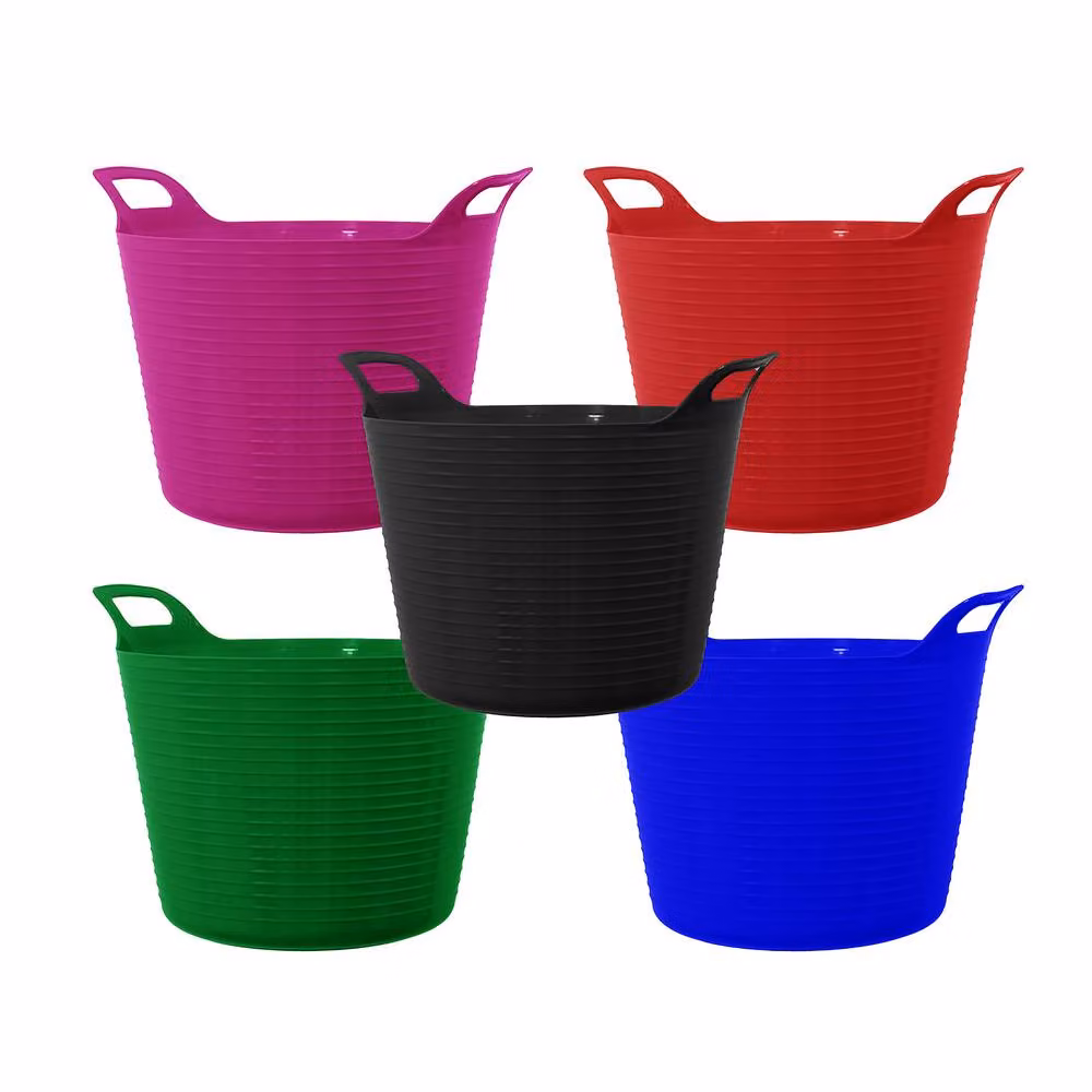 Simpa Multicolour Durable Plastic Multi-Purpose Flexi Tubs, 42L, Set of 5 – 2