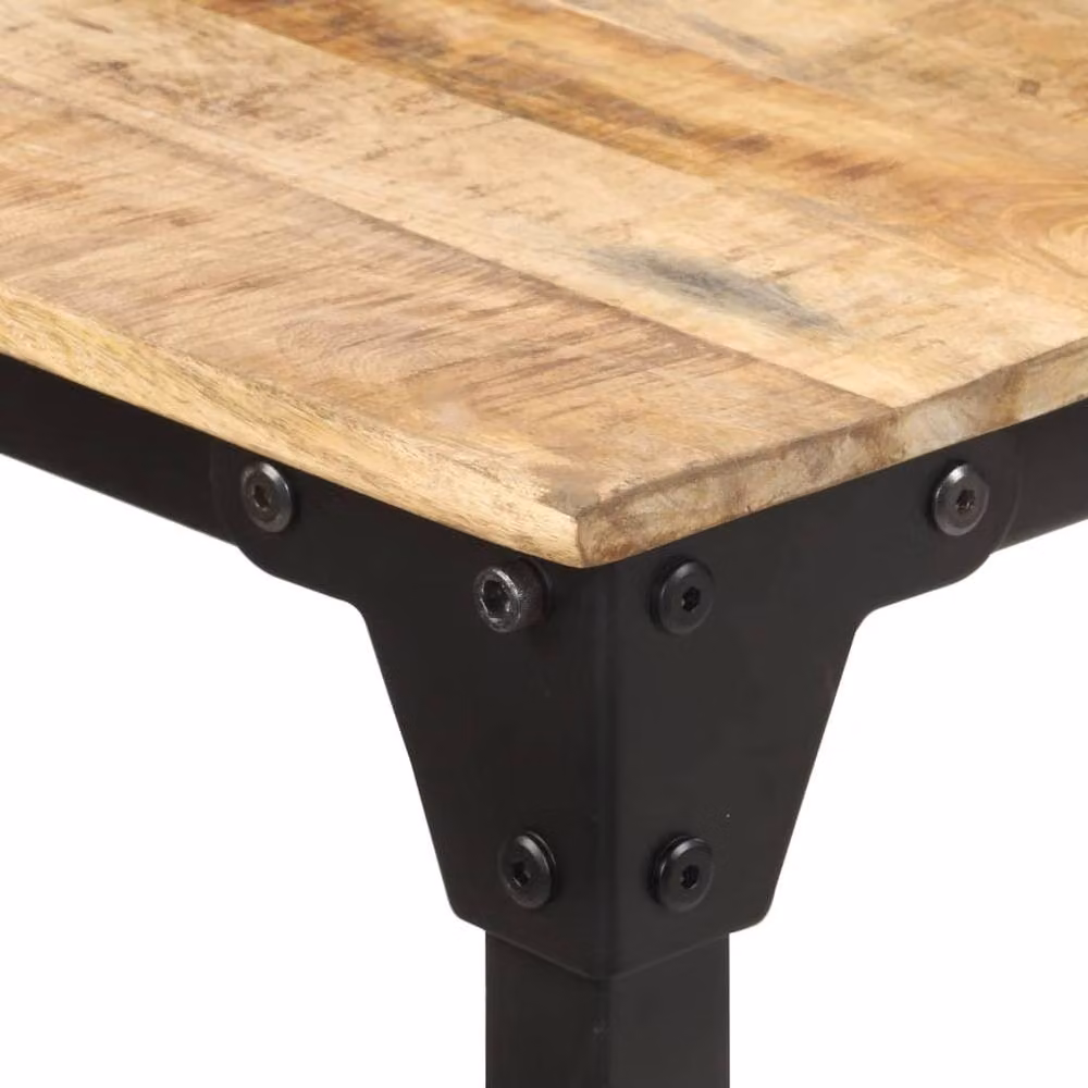 Berkfield Home Rectangular Dining Table in Brown Rough Mango Wood, W: 200 cm, D: 100 cm, H: 76 cm – 3