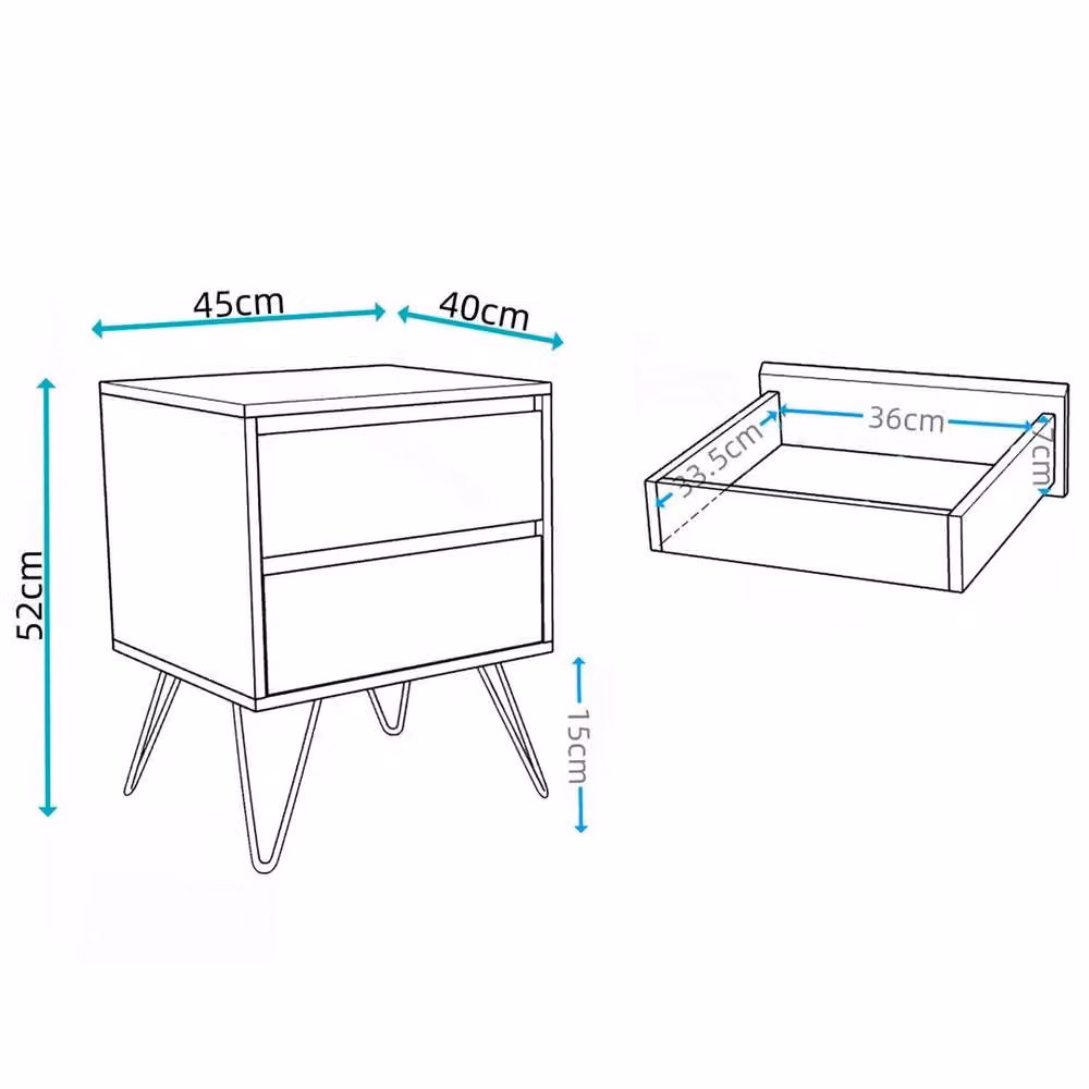 SPETLEK Modern 2 Drawer Bedside Table in Blue – 2