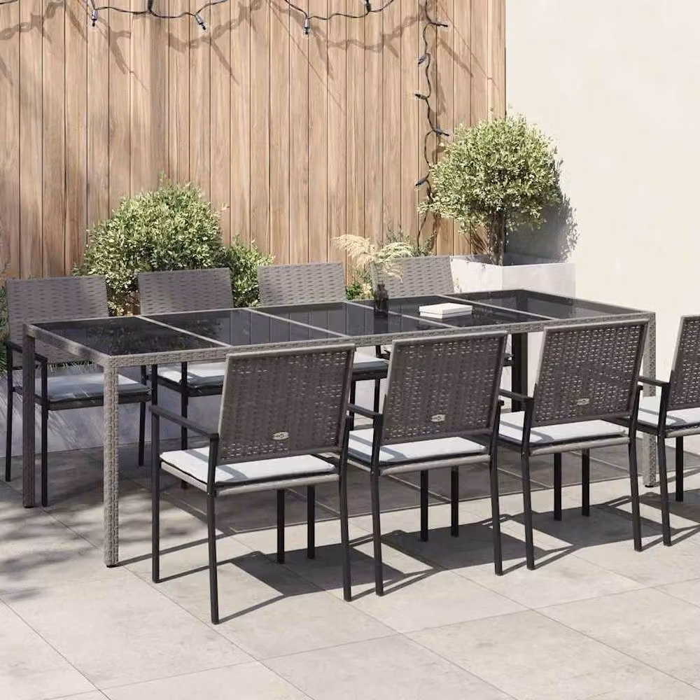 Berkfield Home Modern Grey Poly Rattan Garden Dining Table W/D/H: 250 x 100 x 75 cm – 2