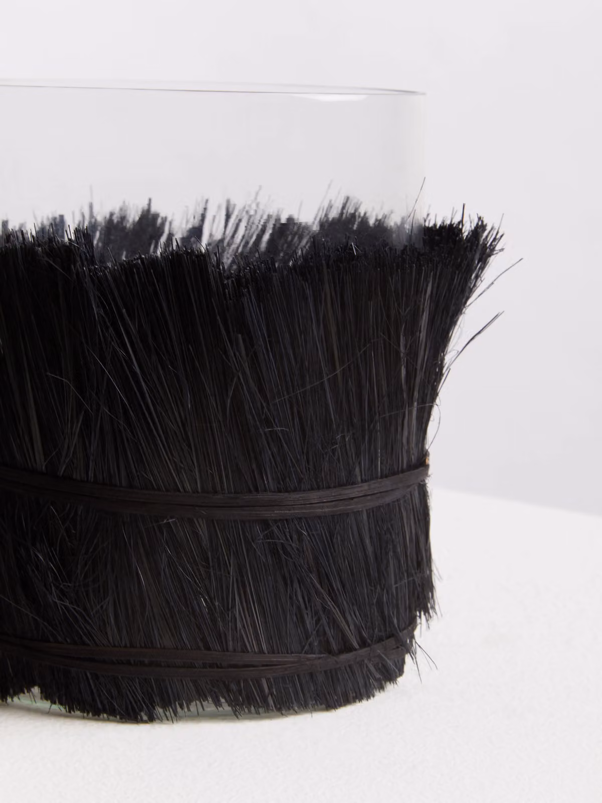 Orsina Modern Round Black Glass and Rattan Taper Candle Holder – 4