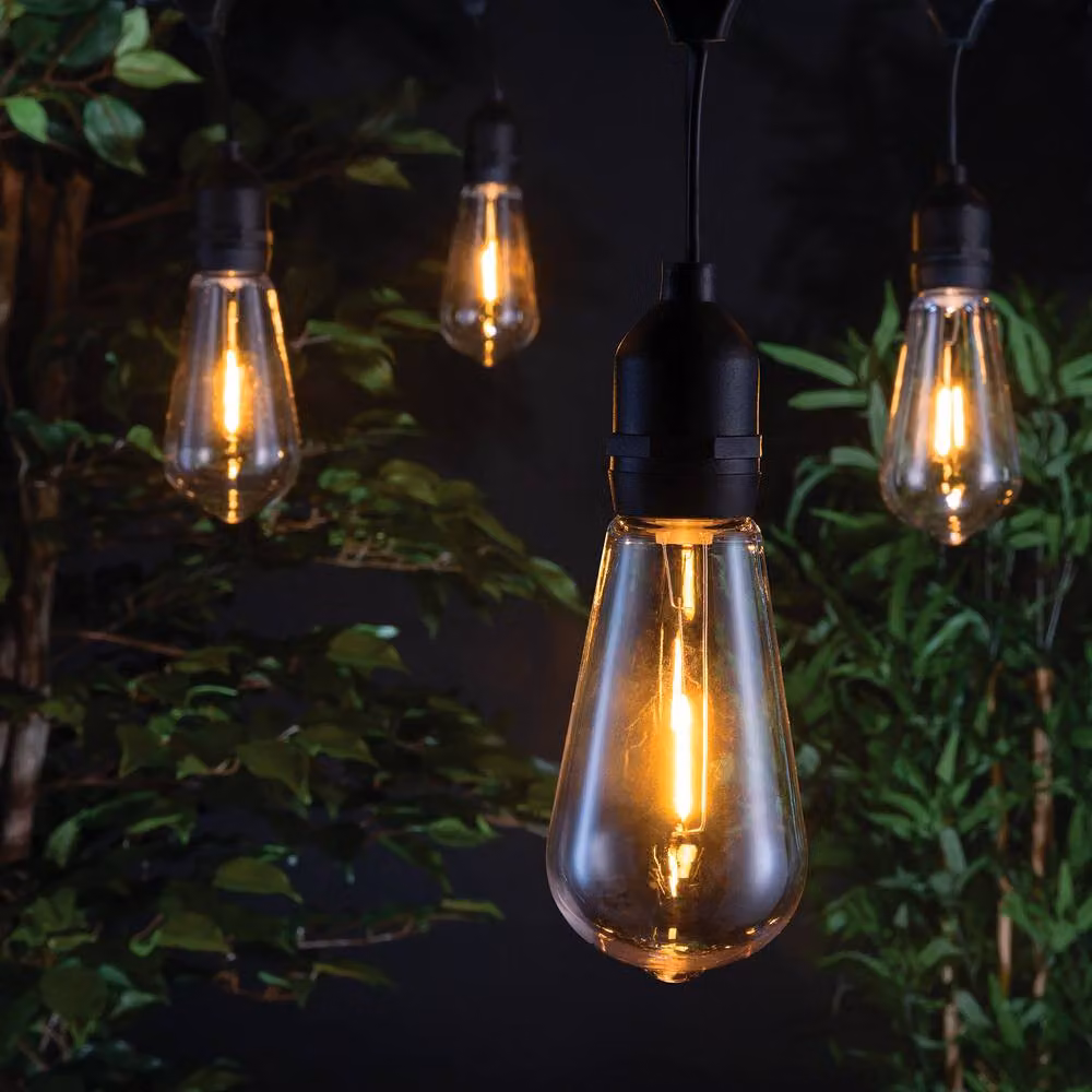 TCP Warm White LED Garden String Lights with Transparent Glass Spheres, 10m – 2