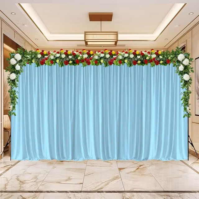 Trimming Shop Wrinkle-Free Spandex Backdrop Curtain, Blue, W: 600 cm, H: 300 cm, D: 45 cm