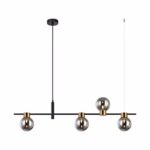 Netlighting Bletter Modern 4 Light Bar Pendant Ceiling Light in Black with G9 Glass Shades – 1
