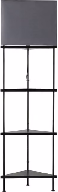 ValueLights Taska 3 Shelves Corner Floor Lamp with Fabric Shade in Black and Wood