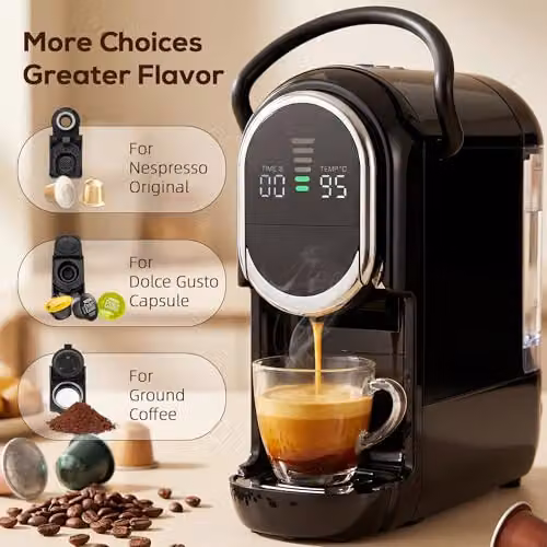 HOMCOM Pod Coffee Machine for Nespresso and Dolce Gusto Capsules, Black – 3