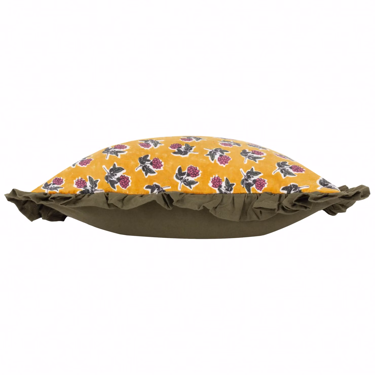 Paoletti Kemble Floral Square Cotton Cushion in Green and Gold, W/D/H: 45 x 45 x 45 cm – 3