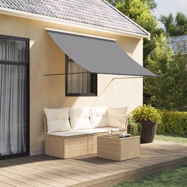 Berkfield Home Retractable Wall-Mounted Awning in Anthracite and Black, W: 250 cm, D: 150 cm