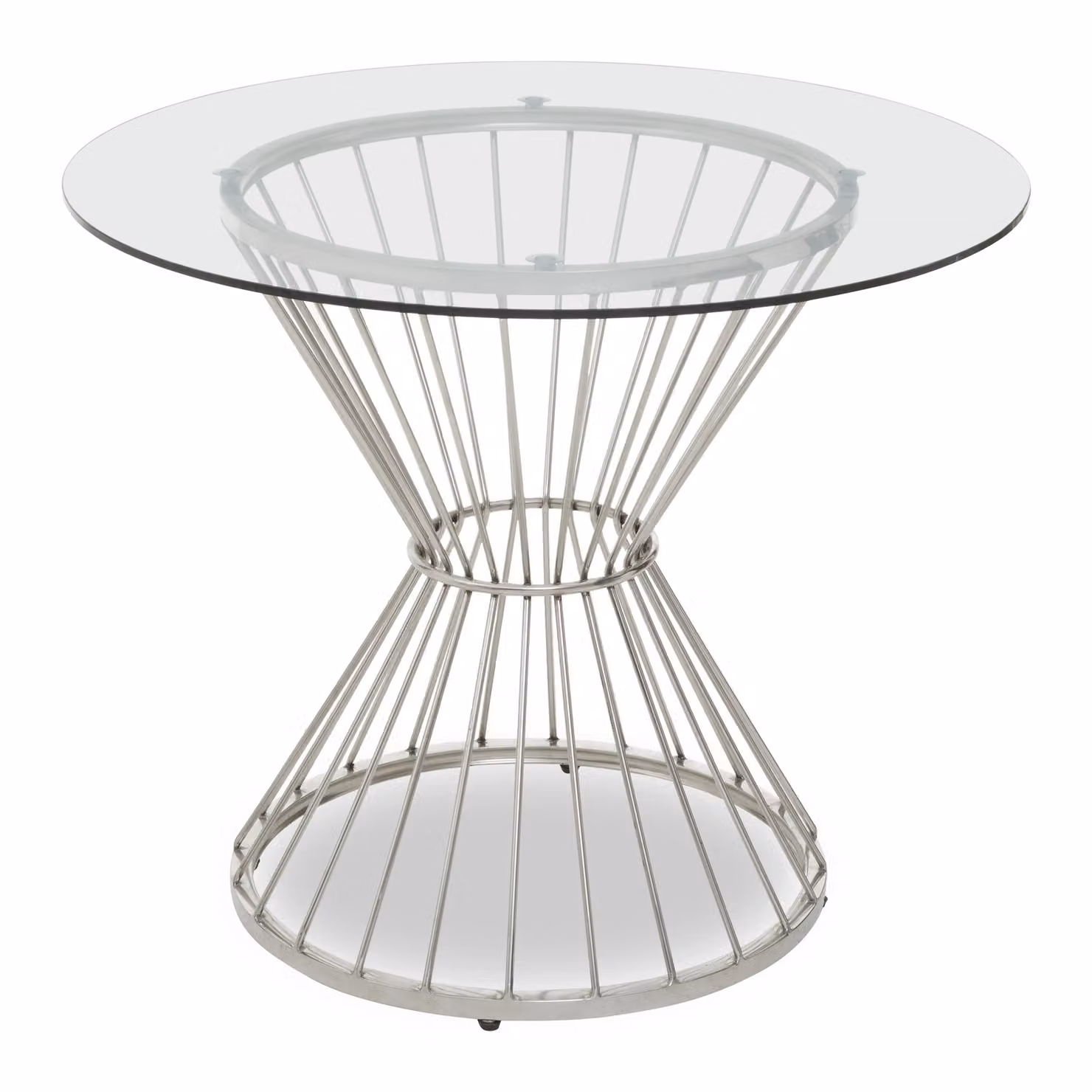 Orsina Anzio Round Glass Top and Hourglass Base Dining Table in Silver – 2
