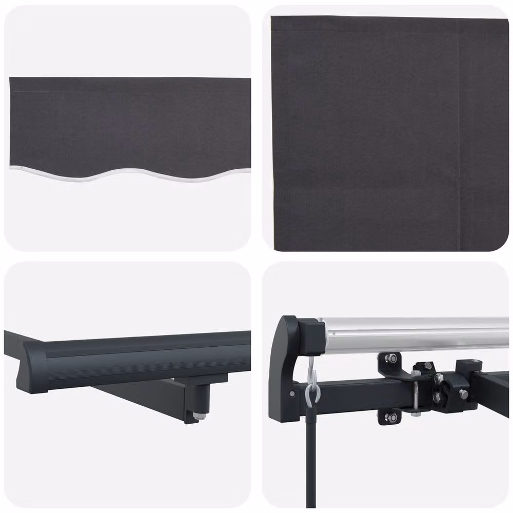 Berkfield Home Wall-Mounted Retractable Folding Arm Awning in Anthracite Gray and Multicolour – 4