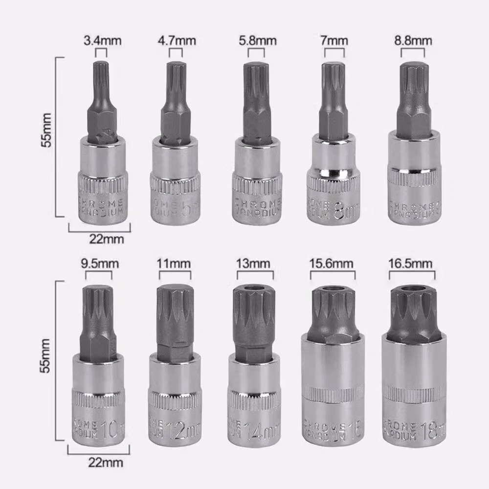 Kelvenix 10-Piece 1/2 inch Multi Spline Bit Socket Set in Silver – 2