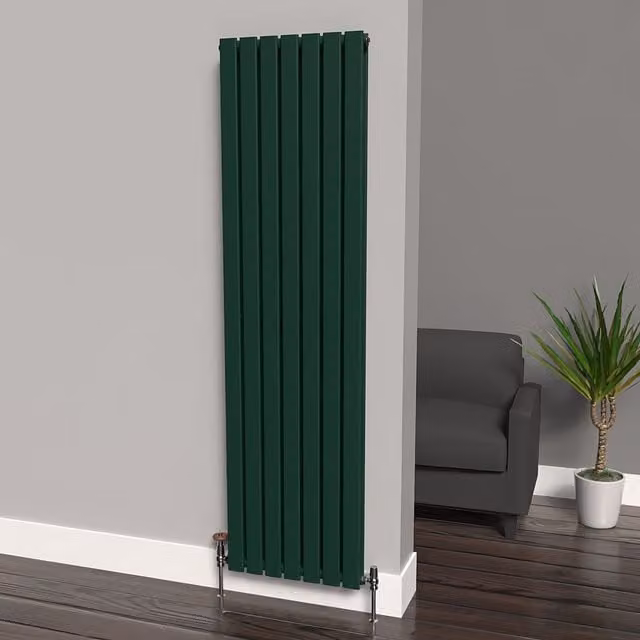 Lux Heat Flat Coloured Vertical Radiator in British Racing Green, H 180 cm x W 49 cm