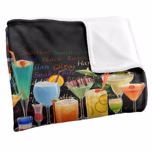 JQ Licensing Royce McClure Cocktails Tropical Drinks Super Soft Fleece Throw Blanket, White, W: 152 cm, D: 127 cm – 2