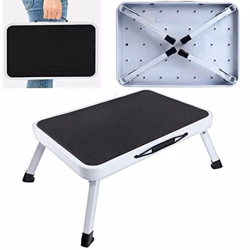 Gr8 Home Single Step Folding Caravan Stool in Red or White, W/D/H: 38 x 26 x 17.5 cm – 1
