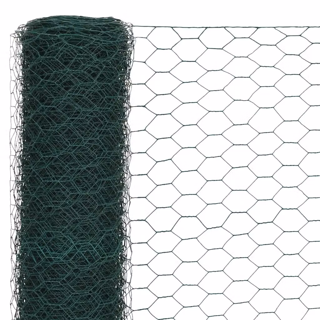 Berkfield Home Green PVC Coated Steel Chicken Wire Fence, 25 x 1.2 m – 3