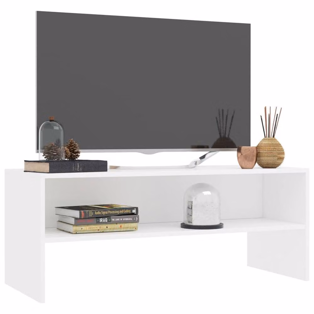 Berkfield Home White TV Cabinet in Matt MDF, W/D/H: 100 x 40 x 40 cm – 3