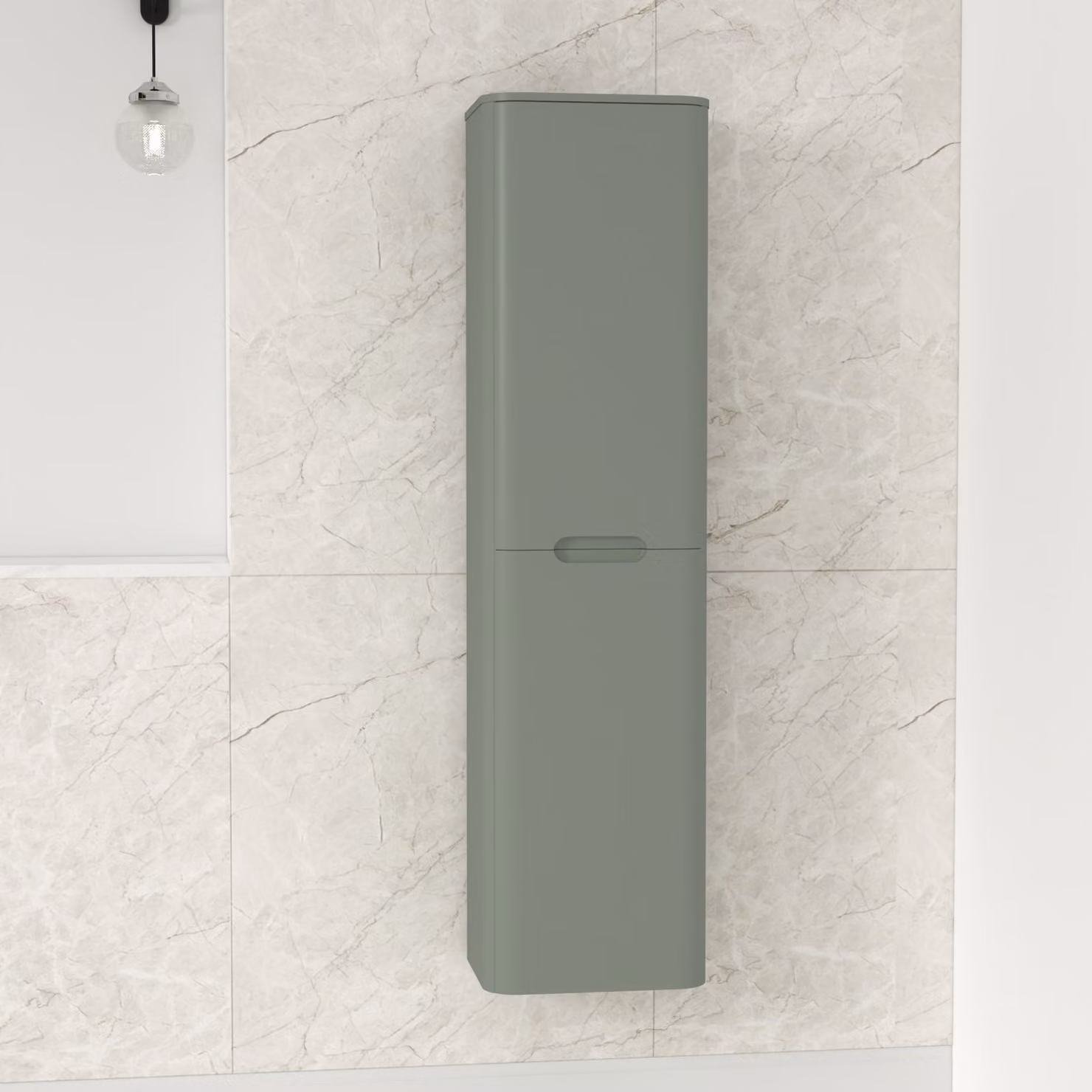 Royal Bathrooms Venice Wall Hung Tall Unit, Sage Green, H 140 cm x W 35 cm x D 26 cm