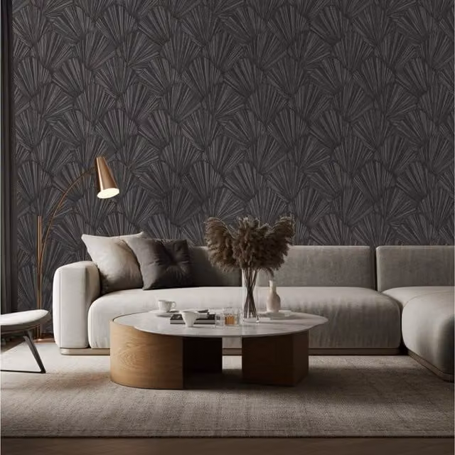 Belgravia Decor Allegra Abstract Geometric Modern Wallpaper in Black, Beige and White