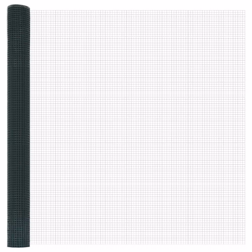 Berkfield Home Green PVC Coated Steel Welded Wire Fence with 13 Round Spike Posts, W: 25 m, H: 1.5 m – 4