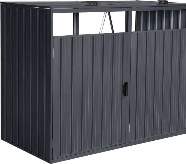 Agadon Freestanding Metal Bin Store in Anthracite Grey for 2 Bins