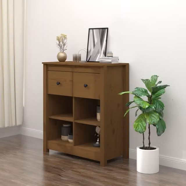 Berkfield Home Classic Sideboard in Honey Brown Solid Pine, W/D/H: 70 x 35 x 80 cm – 1