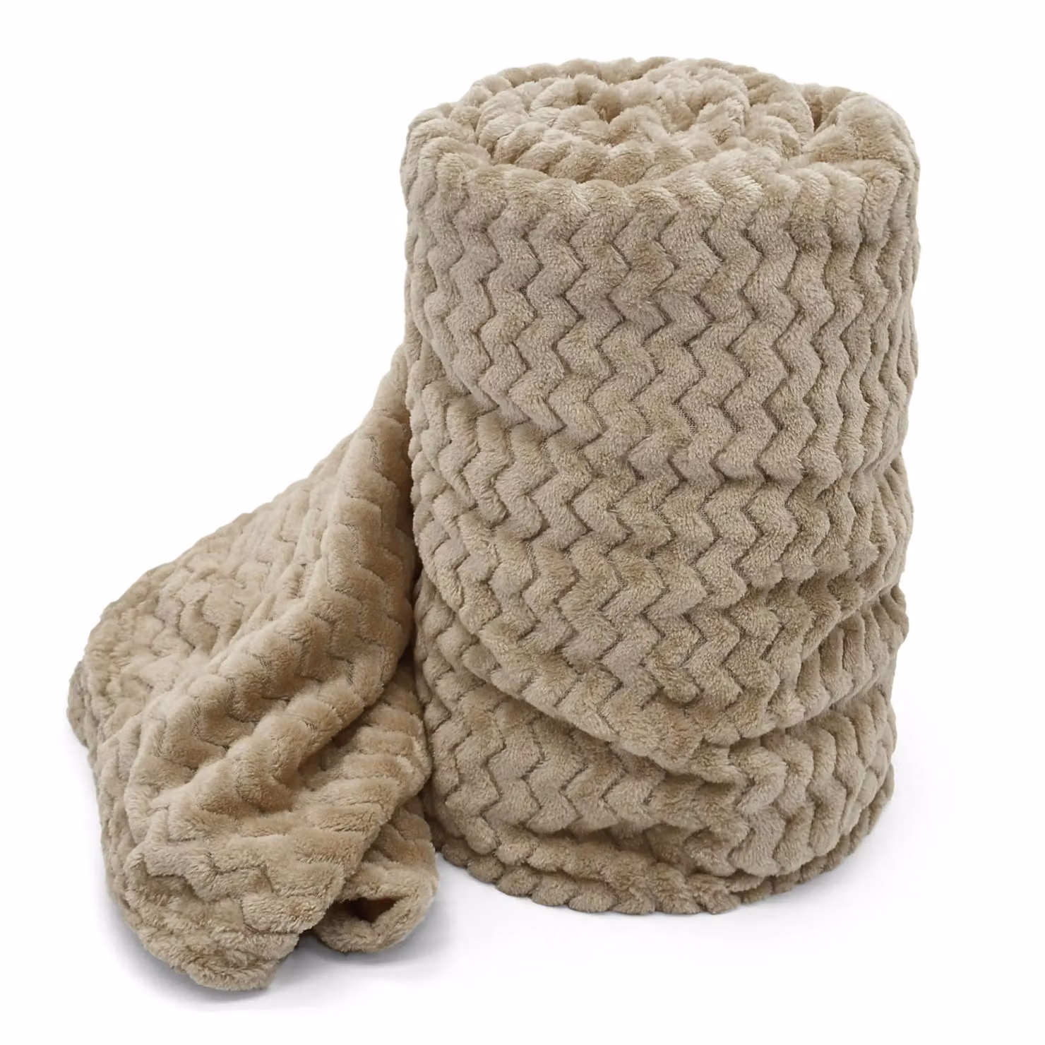 Velosso Super Soft Plush Chevron Throw Blanket in Brown and Beige, W: 127 cm, D: 152 cm – 2