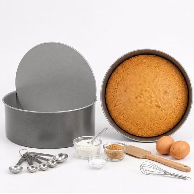 Storm Trading Group Set of 2 Silver Non-Stick Round Loose Base Deep Cake Tins, Diameter: 23 cm