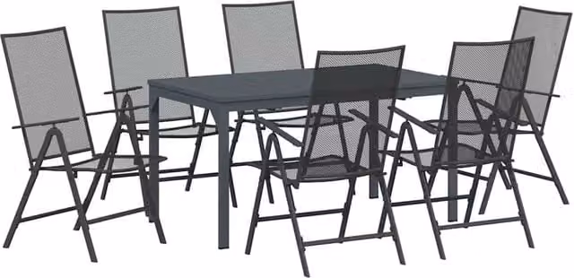 Berkfield Home 7 Piece Modern Garden Dining Set in Anthracite Steel and Dark Grey – 1