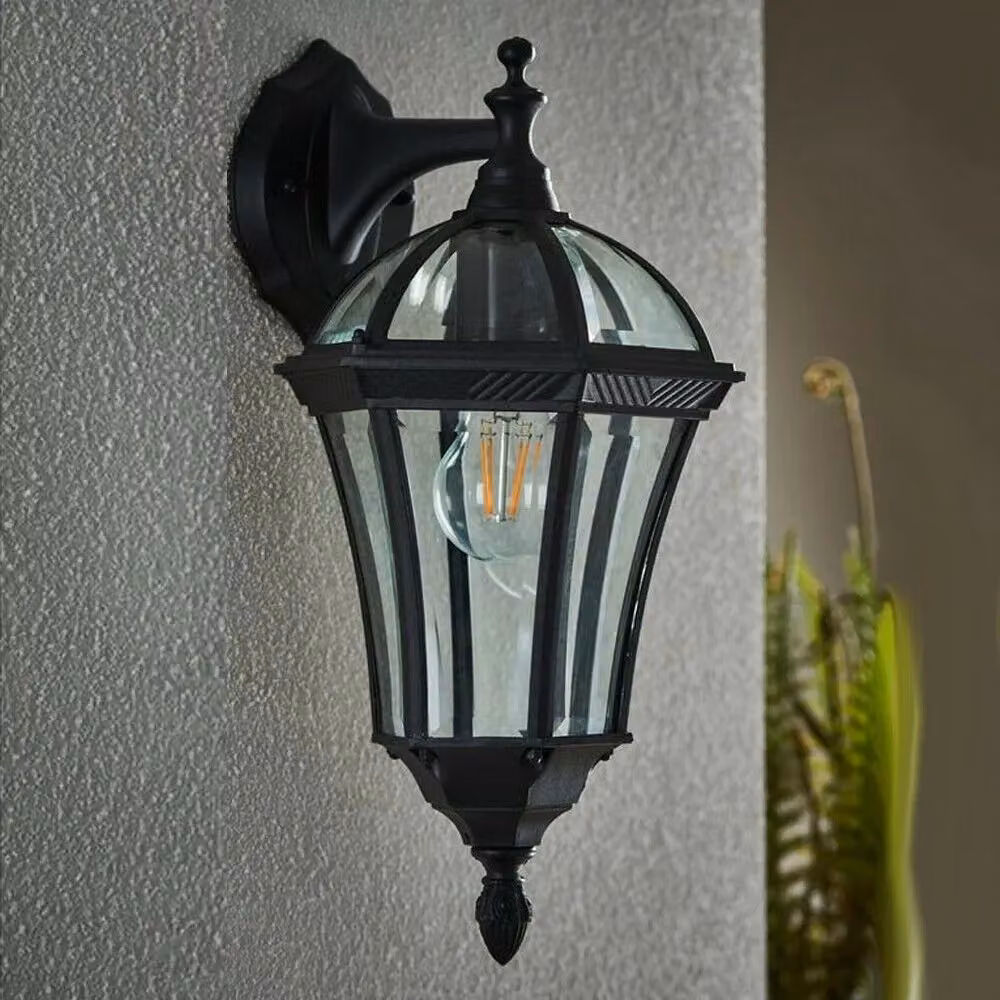 Loops 2 Pack IP44 Outdoor Wall Lanterns in Matt Black and Transparent Glass – 4