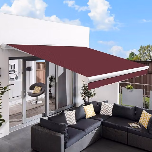 Primrose Full Cassette Electric Patio Awning Canopy in Red, Width: 250 cm