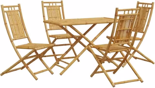 Berkfield Home 5 Piece Bamboo Garden Dining Set in Brown