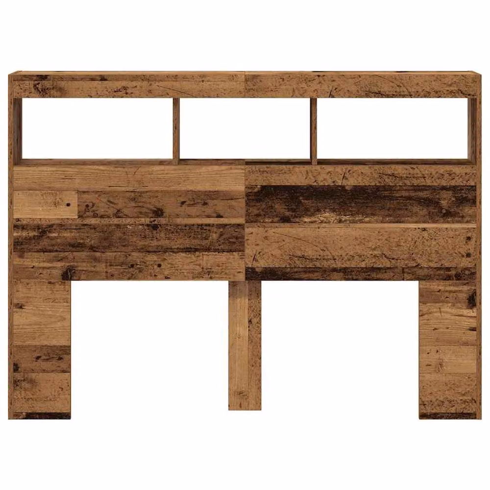 Berkfield Home Modern Headboard Cabinet with LED Lighting and USB Charging Port in Brown, W/D/H: 140 x 17 x 102 cm – 5