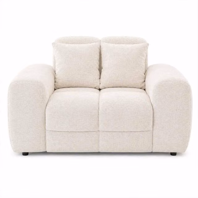Furnishings For Less UK Jenson Natural Plush Velvet Armchair in Beige Sand with Deep Seat and Thick Boxed Arms, W/D/H: 105 x 90 x 140 cm