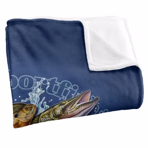 JQ Licensing American Sportfishing Freshwater Silky Touch Super Soft Fleece Throw Blanket in White, W/D/H: 152 x 127 cm – 2