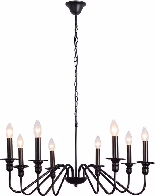 Living Star Vintage Style Metal Suspended Chandelier in Black