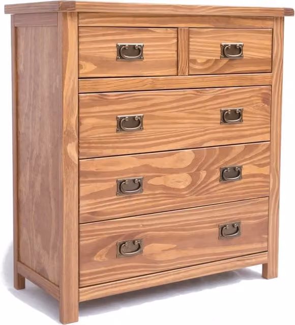 Padua 2 Over 3 Chest of Drawers by Cabinet Bits in Brown with Antique Brass Handles