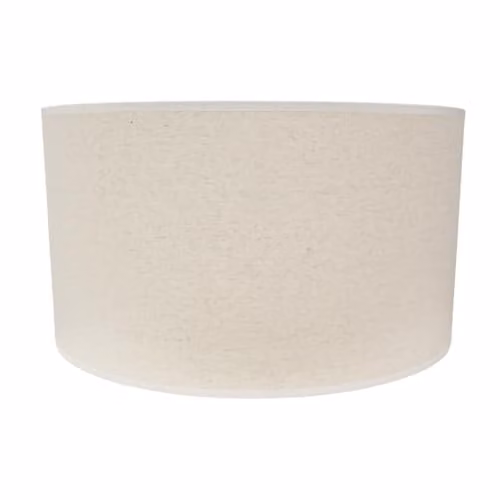 ValueLights Natural Linen Drum Light Shade in Beige and White with White Trim, Width: 45 cm