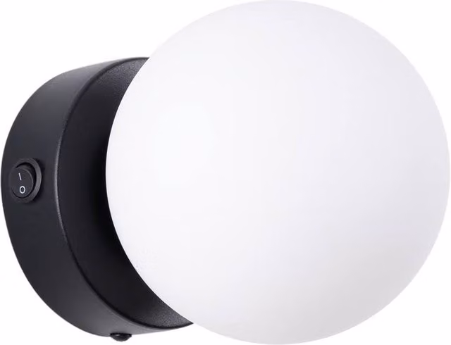 Sollux Lighting Modern Sphere Wall Lamp in Black, W/D/H: 12 x 12 x 14 cm