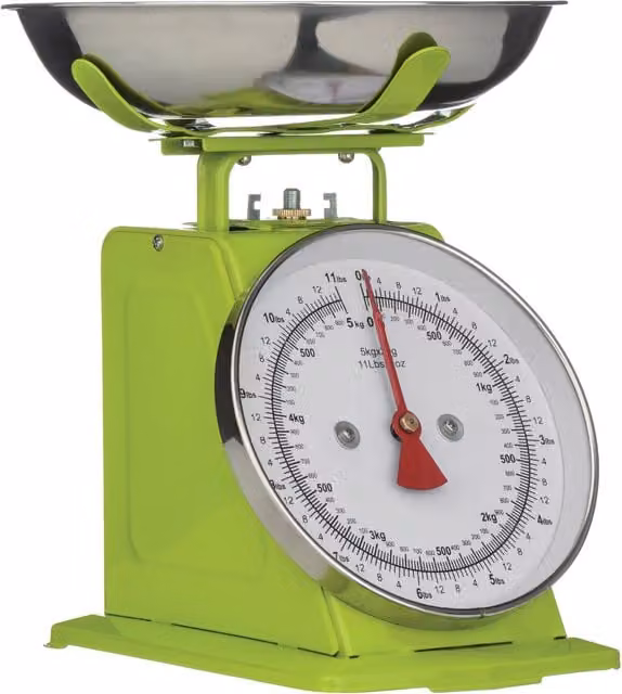 Orsina Retro Style Manual Kitchen Scale, 5kg Capacity, Silver and Green – 1