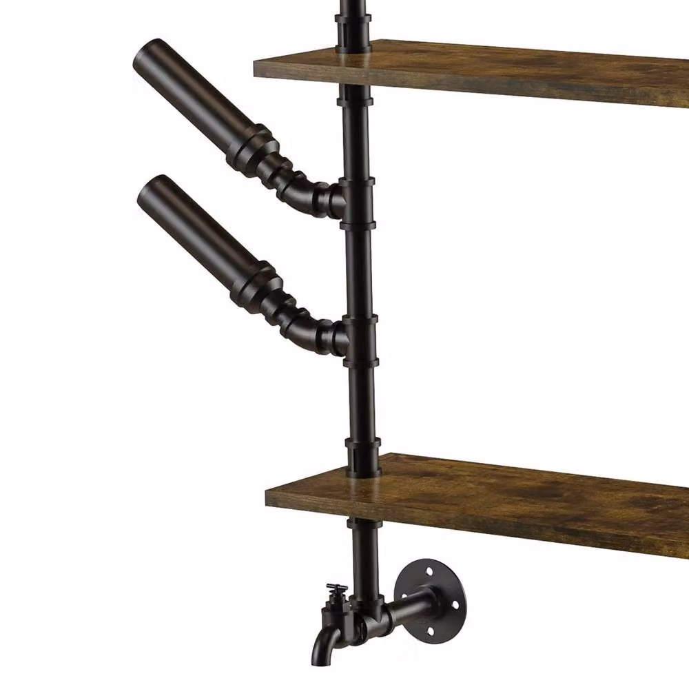 Kelvenix Industrial Corner Wall Mounted Wine Rack Display Shelf in Black – 3