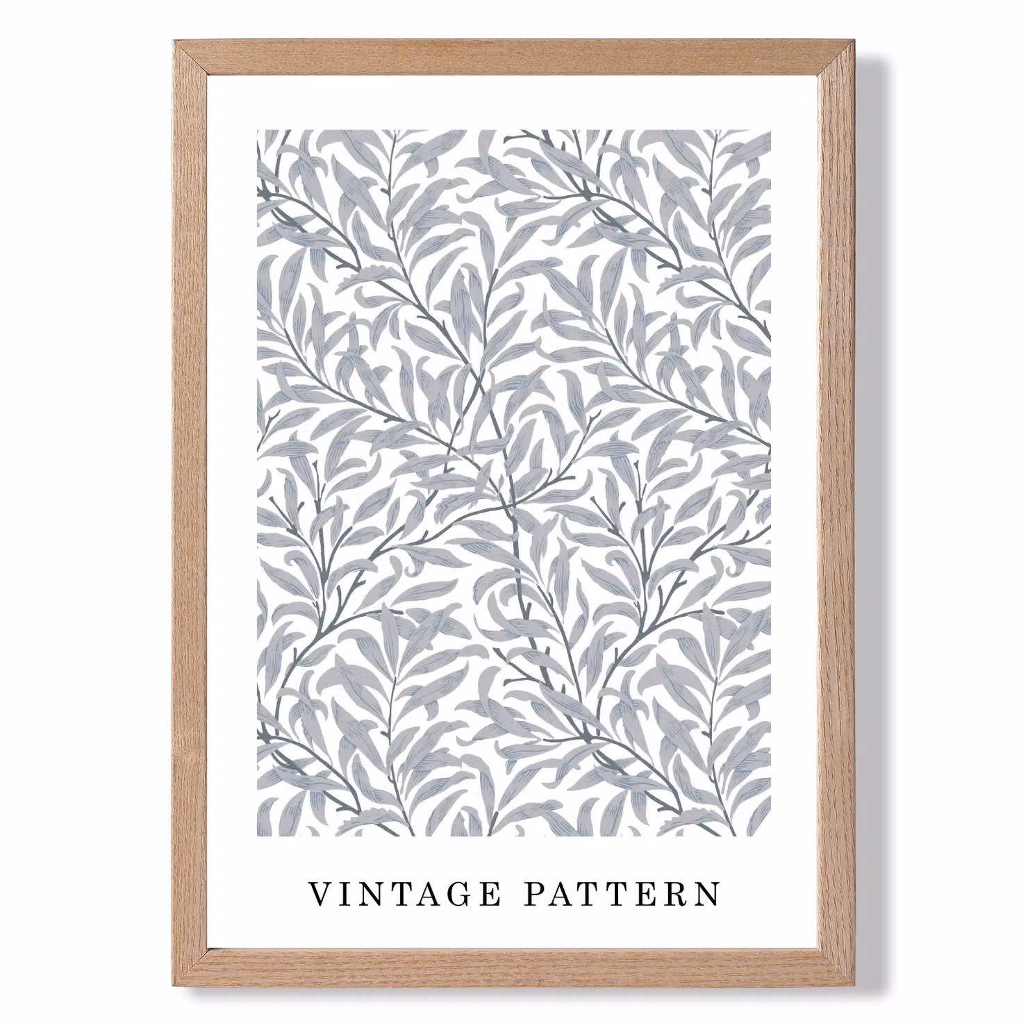 ARTZE Vintage William Morris Grey Willow Floral Art Print with Light Grey Oak Frame, A4 – 2