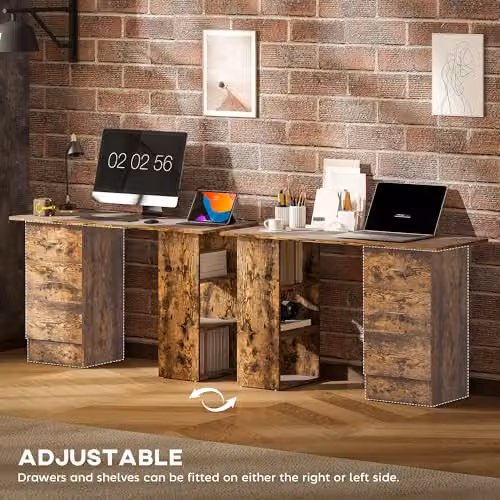 HOMCOM Computer Desk in Rustic Brown with Drawers, W/D/H: 120 x 49 x 72 cm – 5