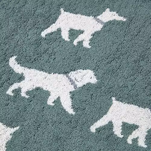 Homescapes Green Cotton Terry Hand Towel with Dog Pattern – 2