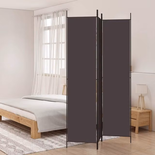 Berkfield Home 3-Panel Brown Fabric Room Divider W: 150 cm, H: 220 cm