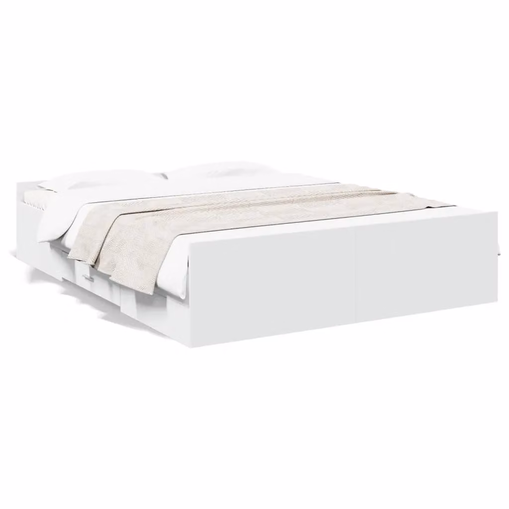 Berkfield Home Modern Bed Frame with Drawers in White, W/D/H: 160 x 200 cm – 2