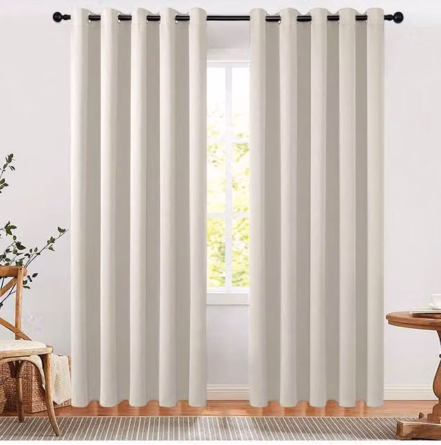 Living and Home Beige Blackout Eyelet Curtains, 2 Panels, W: 168 cm, H: 229 cm