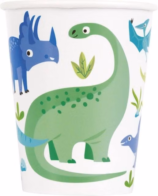 KDMD Dinosaur Paper Cups, Pack of 80, Blue, Green and White