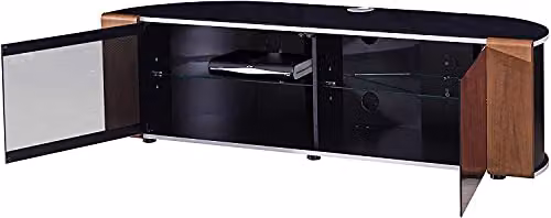MDA Designs Sirius 1600 Gloss Black TV Cabinet with Interchangeable Walnut or Oak Trims, W/D/H: 160 x 48 x 45 cm – 4