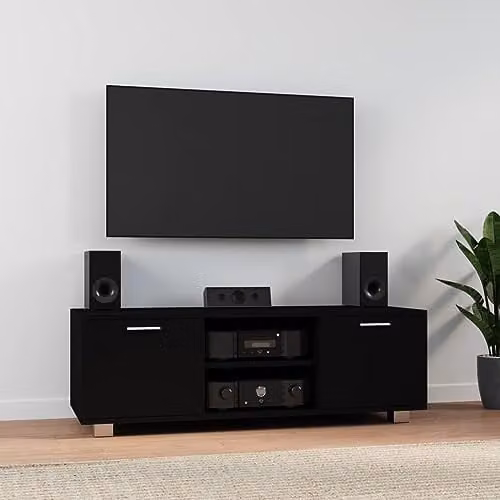 vidaXL Modern Black TV Cabinet with Media Compartments and Grommet, W/D/H: 120 x 40.5 x 35 cm – 2