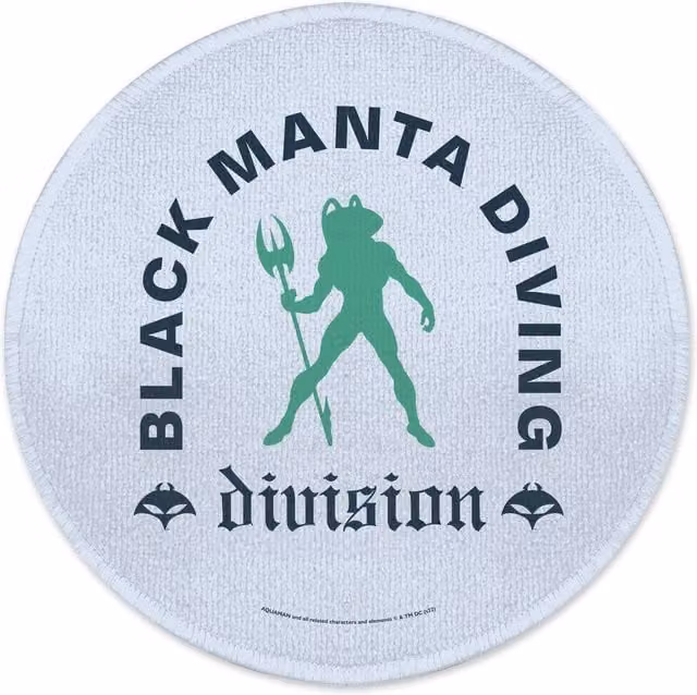 DC Comics Black Manta Diving Division Round Bath Mat in Light Blue, Diameter: 70 cm